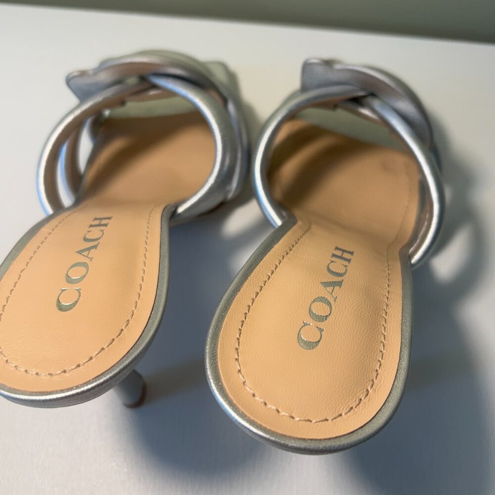 Coach Women's Kellie Metallic Leather High Heel Sandals - Picture 7 of 11